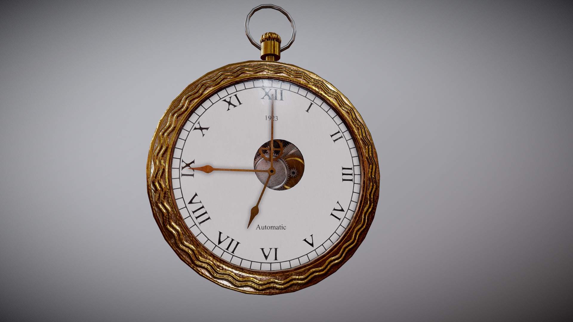 3D model Pocket Watch / Animated / Ornamented - This is a 3D model of the Pocket Watch / Animated / Ornamented. The 3D model is about a clock on a wall.