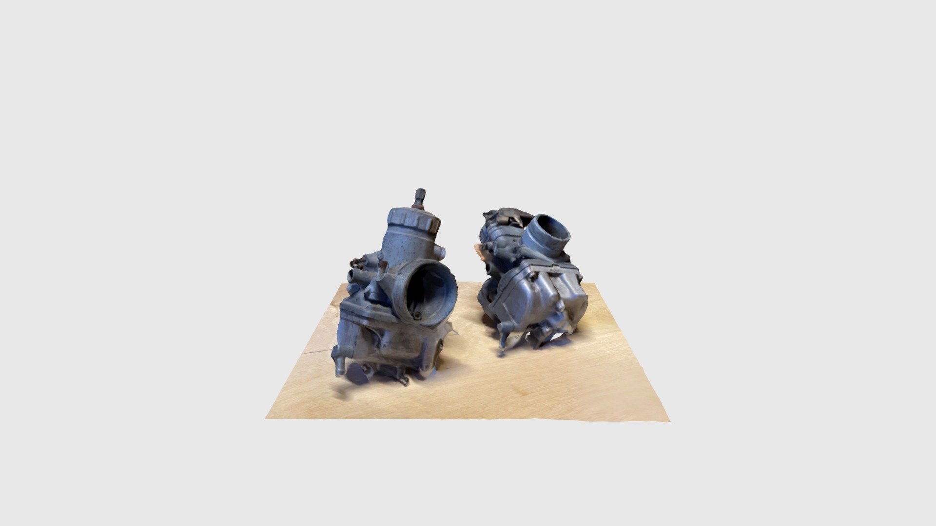 1974 Yamaha RD350 carburetors — Sketchfab embed 3D viewer