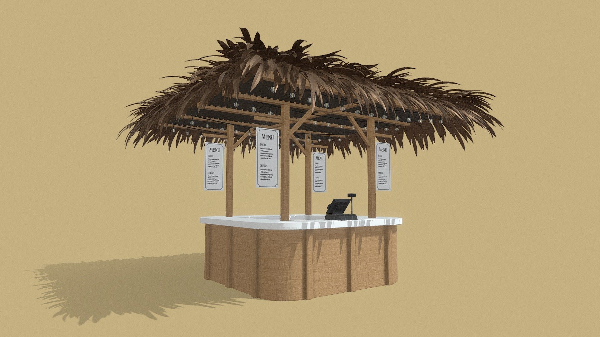 Beach Bar 3x3 Meters Buy Royalty Free 3D model by CGBee (cg.bee