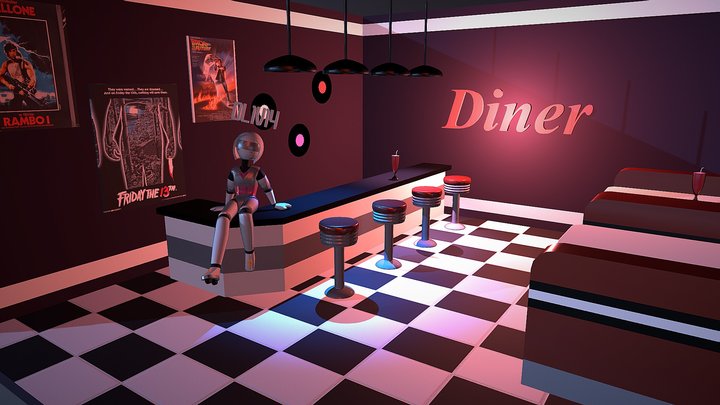 80's Robot Diner 3D Model