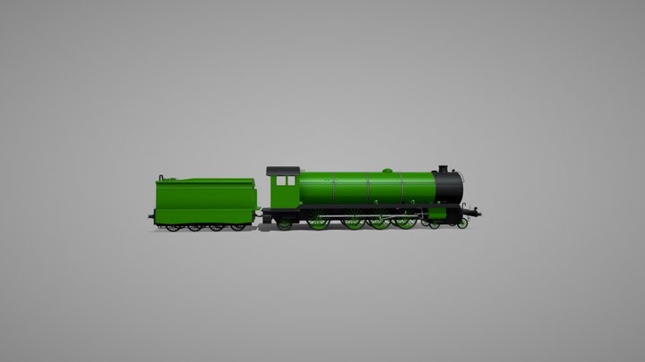 cartoon steam train 3D Model