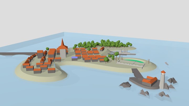 Island-town 3D Model