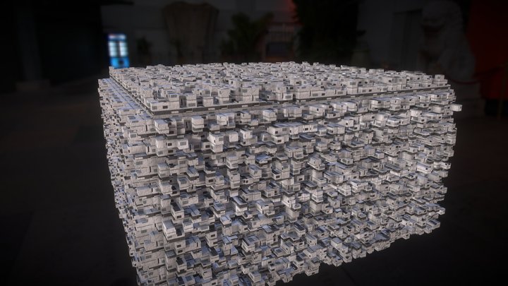 Futuristic Cube-Shaped Cityscape – Free 3D Model STL