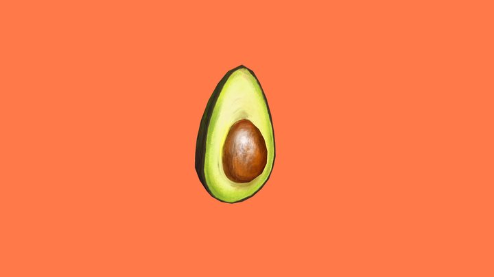 Hand painted avocado 3D Model