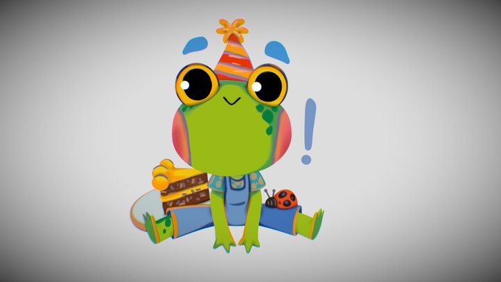 Little Birthday Frog 3D Model