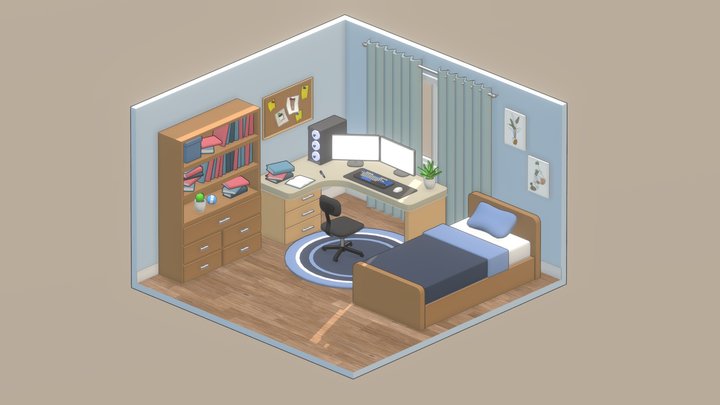 Isometric Bedroom 3D Model