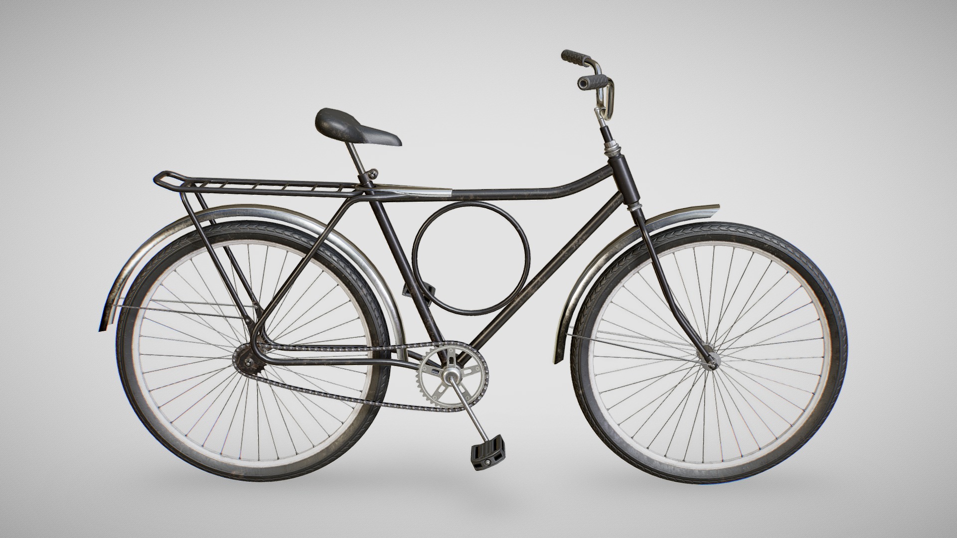 3D model Bicycle – Monark (Black, Blue and Red) - This is a 3D model of the Bicycle - Monark (Black, Blue and Red). The 3D model is about a bicycle with a black frame.