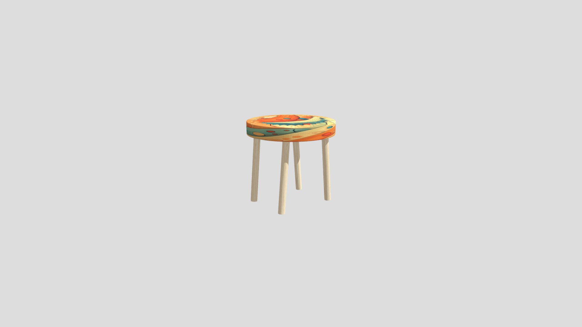 Painted Wooden Stool – Low Poly 3D Model - Download Free 3D model by ...
