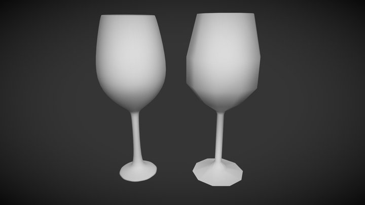Wine Glass LP & HP 3D Model