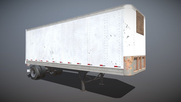 Truck Trailer Game Asset 3D Model