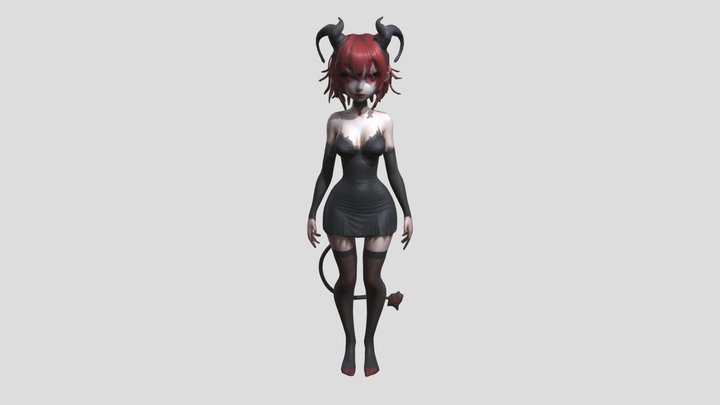 A female demon wearing a cocktail dress 3D Model