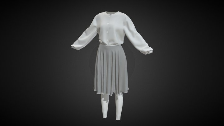 Women's blouse and skirt 3D Model