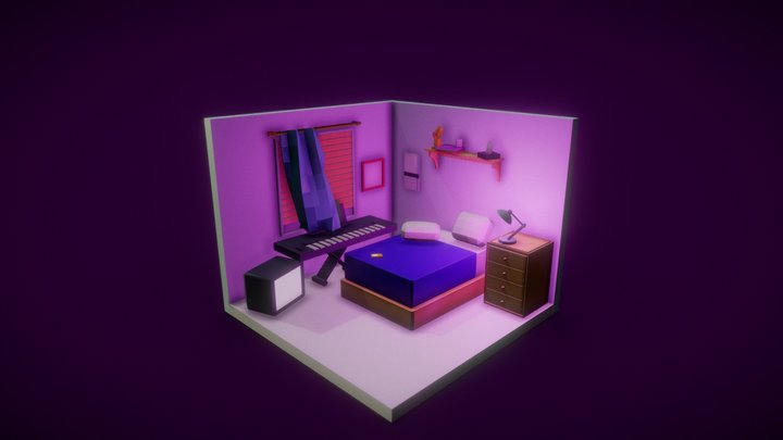 Isometric Bedroom Lowpoly 3D Model