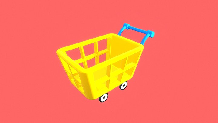 Cartoon Shopping Cart 3D Model