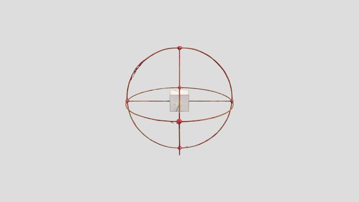 Cube inside a wireframe void sphere. 3D Model