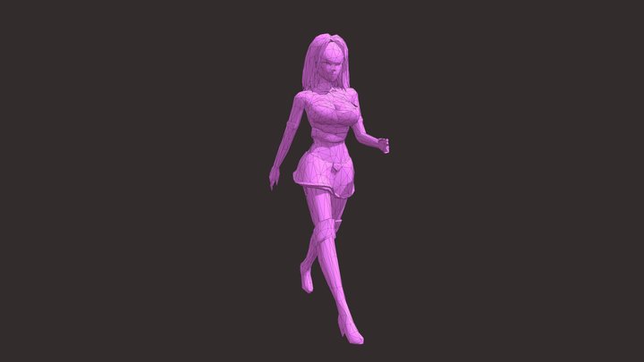 Lowpoly Female Character In Walking Poses 3D Model