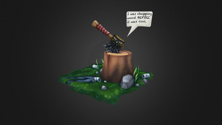 Hipster Beard Axe 3D Model