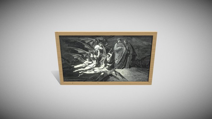 Low Poly Framed Painting 3D Model