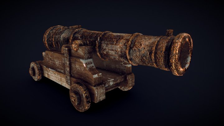 Snowy naval cannon 3D Model