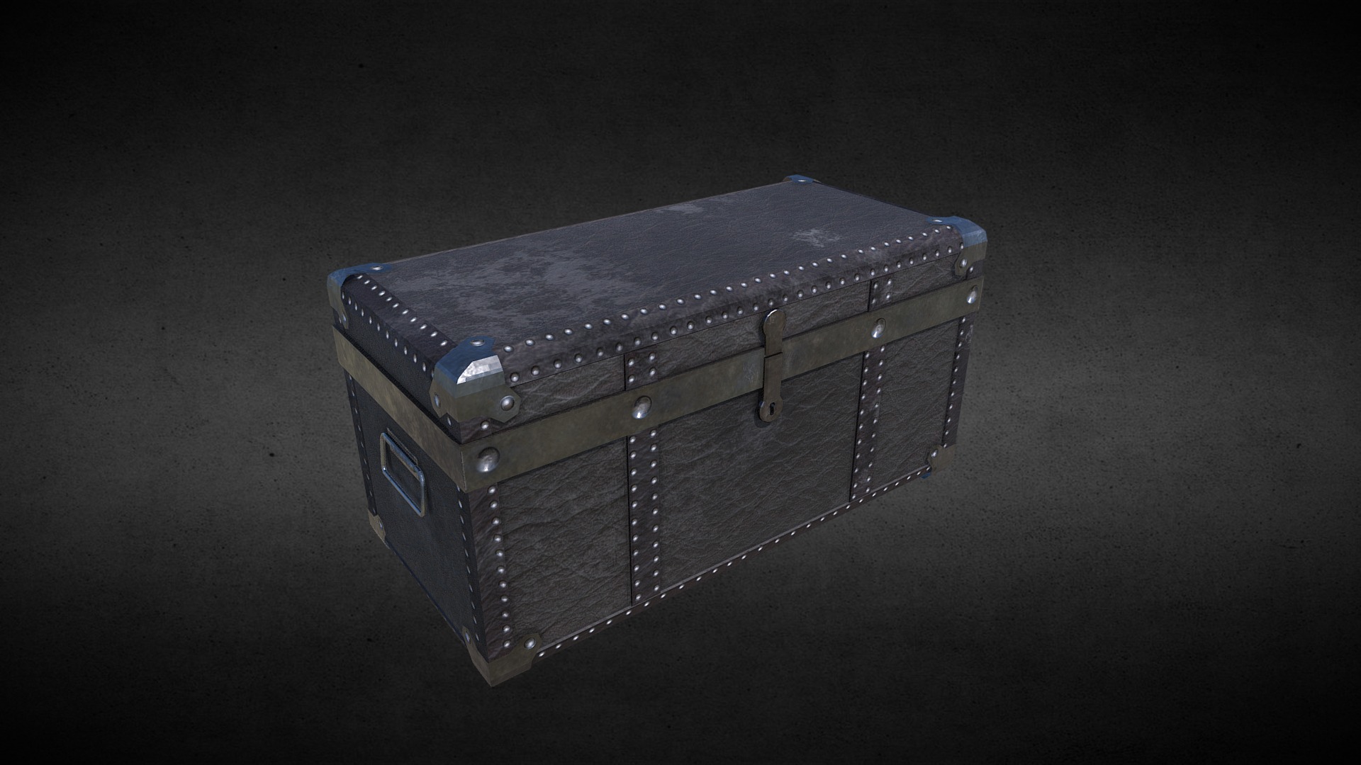 3D model Old Chest - This is a 3D model of the Old Chest. The 3D model is about a metal box with a metal lid.