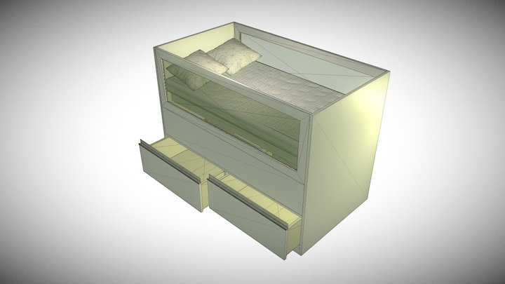 CUNA ALL IN ONE - MELAMINE BLANCO 18ML 3D Model
