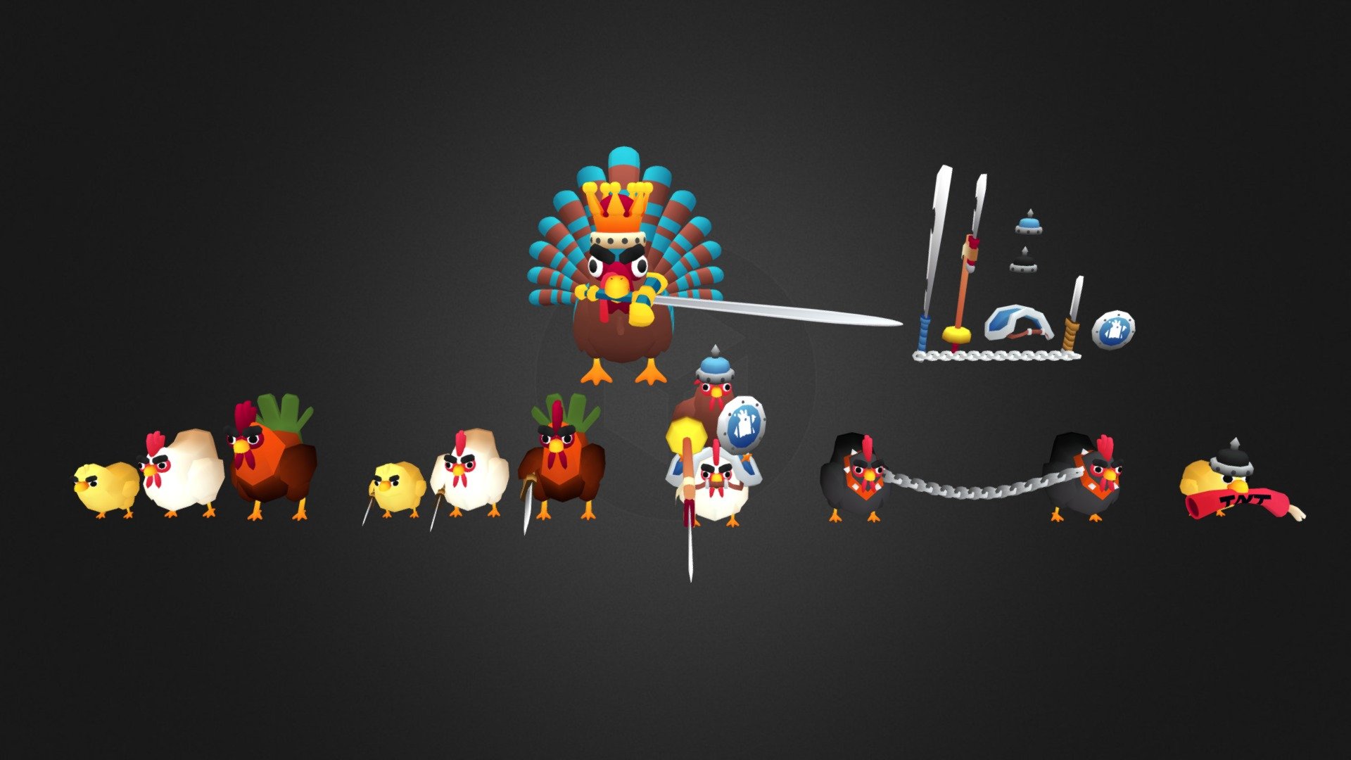 Chicken Enemies Pack 3D model by aytunc_dilber [f9f126c] Sketchfab