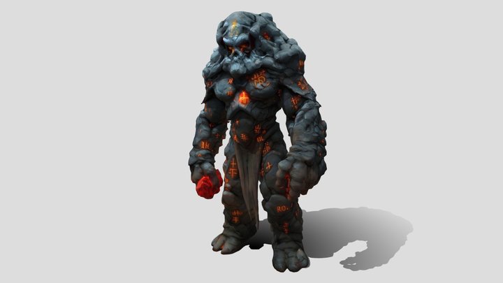 Big Rock warrior character 3d model free