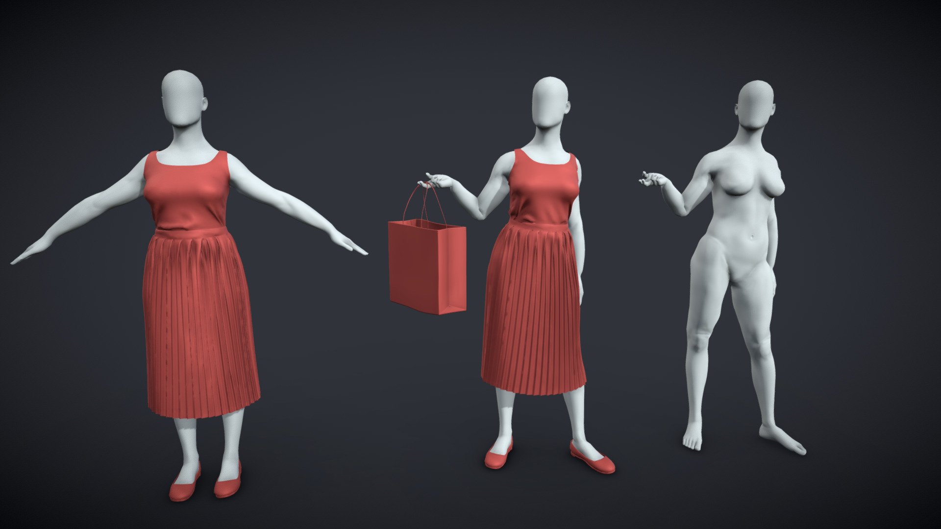 BlenderRig Female Mannequin for Sculpting - 08