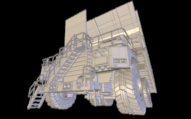Caterpillar 797F Mining Truck - Engine Exposed 3D Model