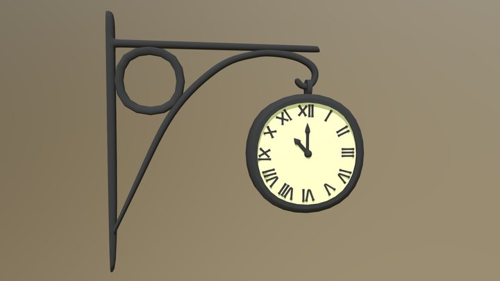Station clock - Cartoon style 3D Model