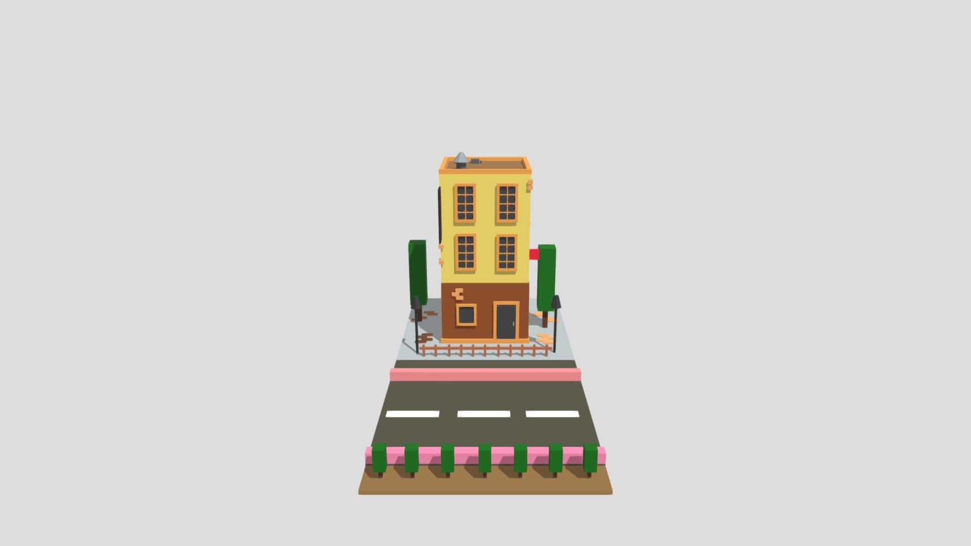 Low-Poly Building with color