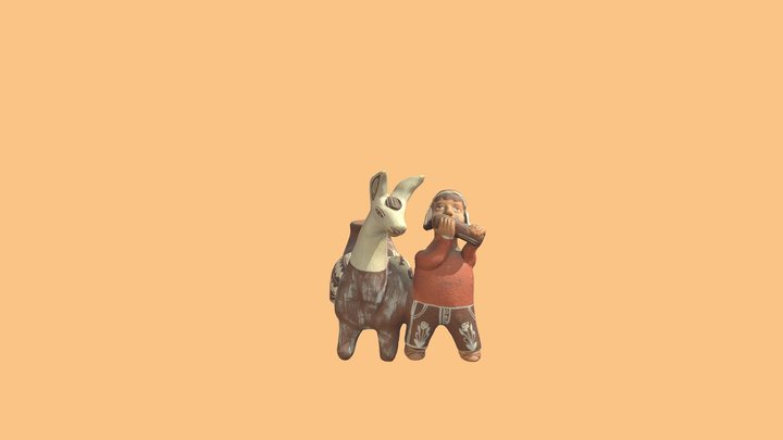 Peruvian flautist with llama 3D Model