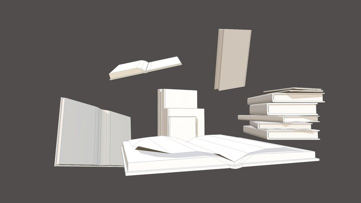 low poly books collection 3D Model