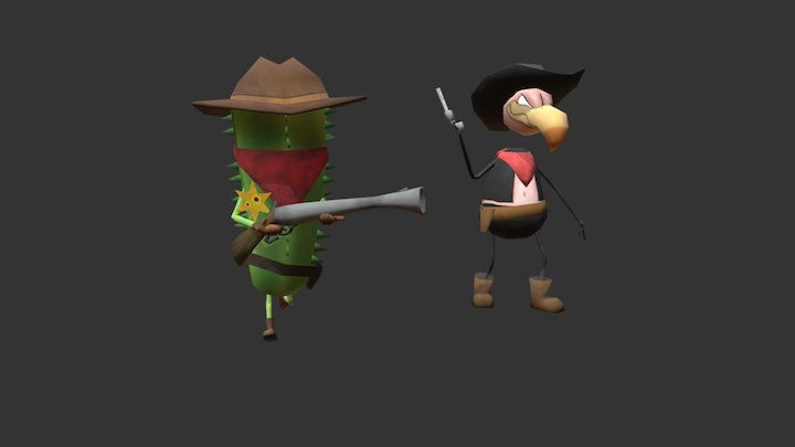 vulture & cactus 3D Model