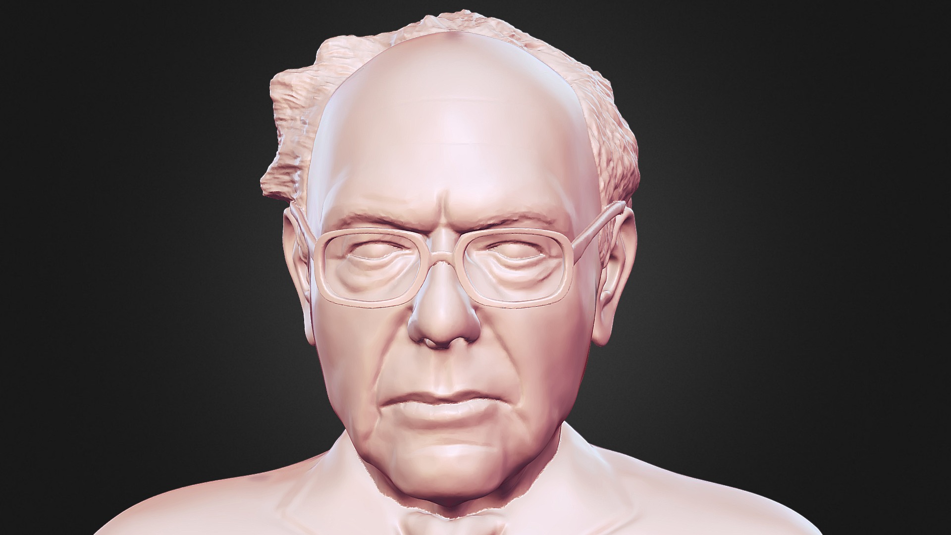 3D model Bernie Sanders 3D printable portrait bust - This is a 3D model of the Bernie Sanders 3D printable portrait bust. The 3D model is about a man with glasses.