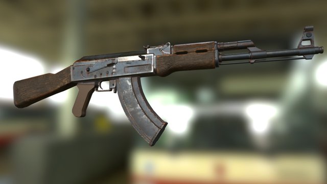 AK47 Heavily Weathered 3D Model