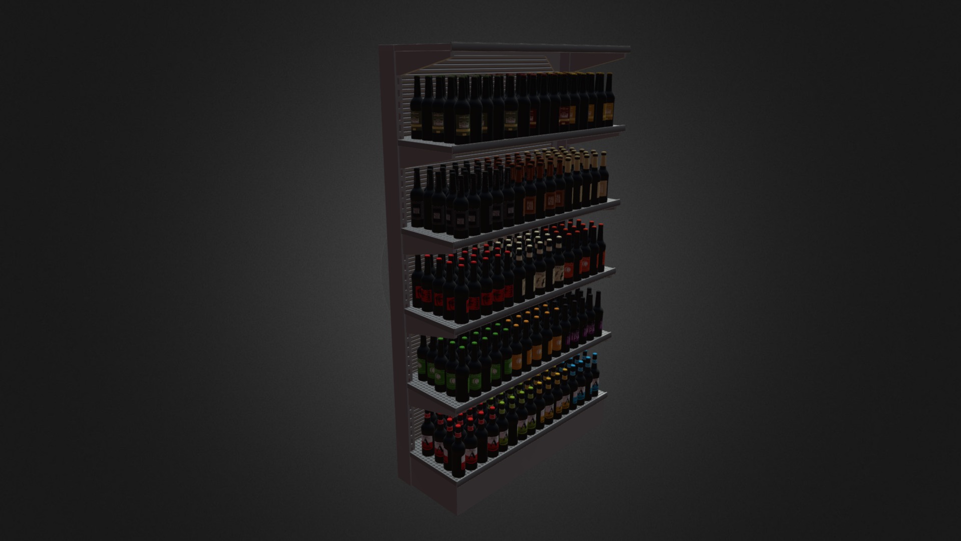 3D model Market Shelf – Bottled Beer - This is a 3D model of the Market Shelf - Bottled Beer. The 3D model is about a shelf with bottles of alcohol on it.