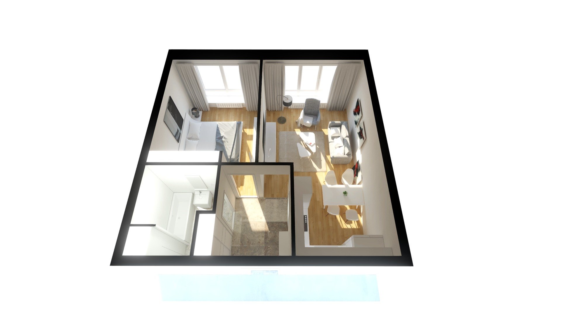 One Bedroom Apartment — Sketchfab embed 3D viewer