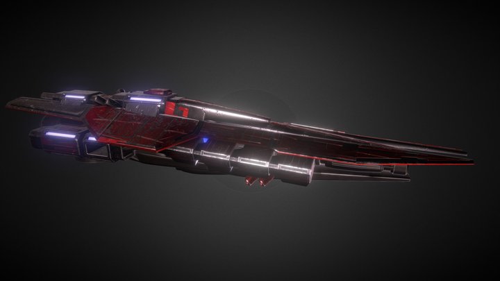 Red-Star 01 Spaceship Damaged 3D Model
