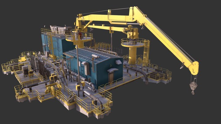 Crane Barge 3D Model