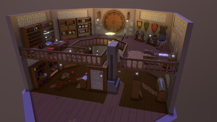 Lowpoly Library 3D Model