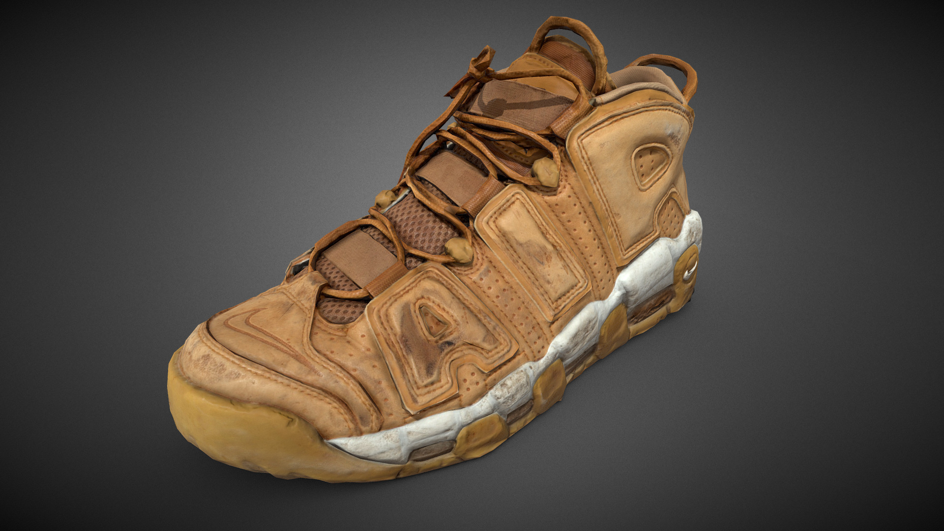 3D model Nike Air More Uptempo 96 PRM - This is a 3D model of the Nike Air More Uptempo 96 PRM. The 3D model is about a gold helmet with a design.