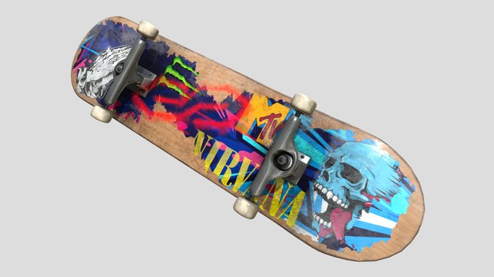 Graffitied Skateboard 3D Model