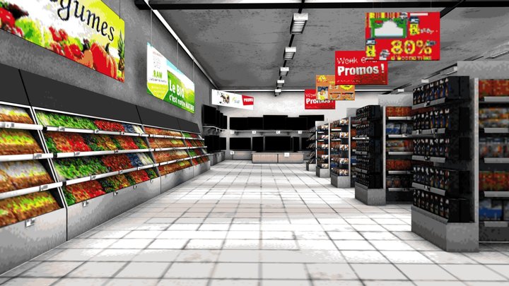 scene_supermarket_Baked 3D Model