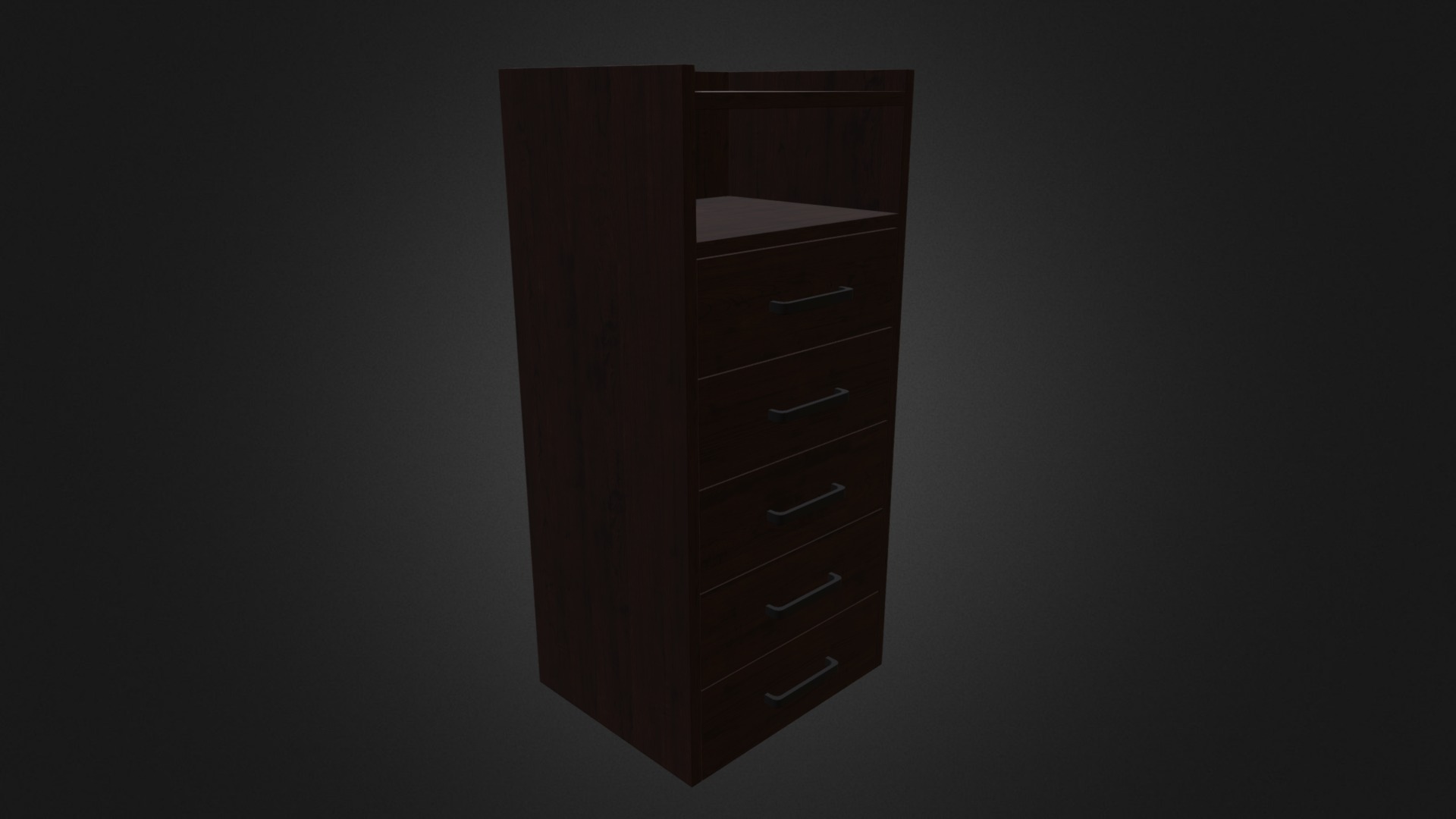 3D model Tall Wooden Cabinet with Five Drawers - This is a 3D model of the Tall Wooden Cabinet with Five Drawers. The 3D model is about a wooden cabinet with drawers.
