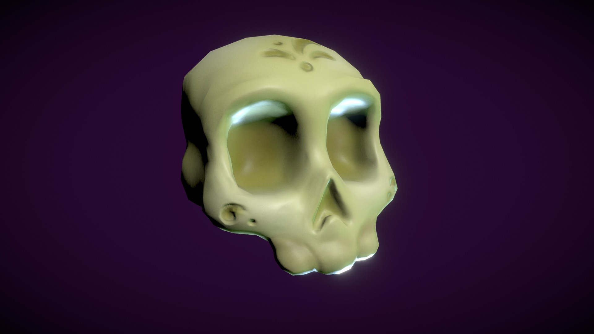 3D model Carved Skull - This is a 3D model of the Carved Skull. The 3D model is about a close-up of a human skull.