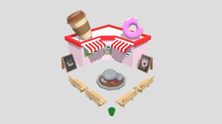 Donut and Coffee 3D Model
