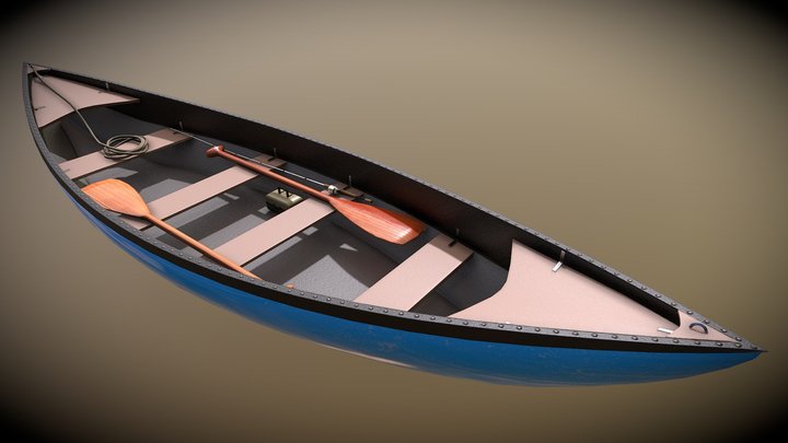 Canoe with Accessories 3D Model