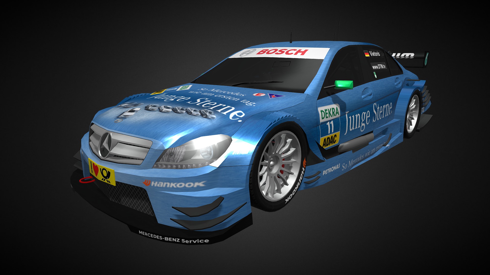 3D model AMG-Mercedes Clase C DTM 2011-Christian Vietoris - This is a 3D model of the AMG-Mercedes Clase C DTM 2011-Christian Vietoris. The 3D model is about a blue race car.