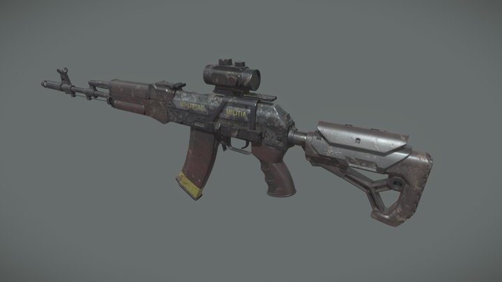 AK-74 textured 3D Model